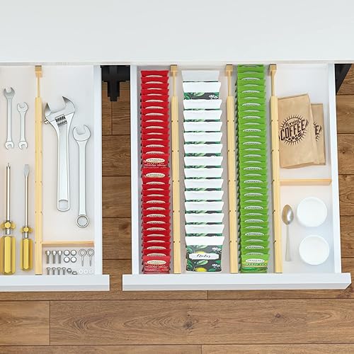 Miniatura 7 de SpaceAid Separadores de cajones de bambú, 3 tamaños, paquete de 9