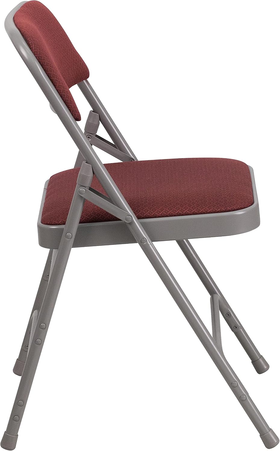EMMA + OLIVER 4 Pack Triple Braced & Double Hinged Burgundy Patterned Fabric Metal Folding Chair