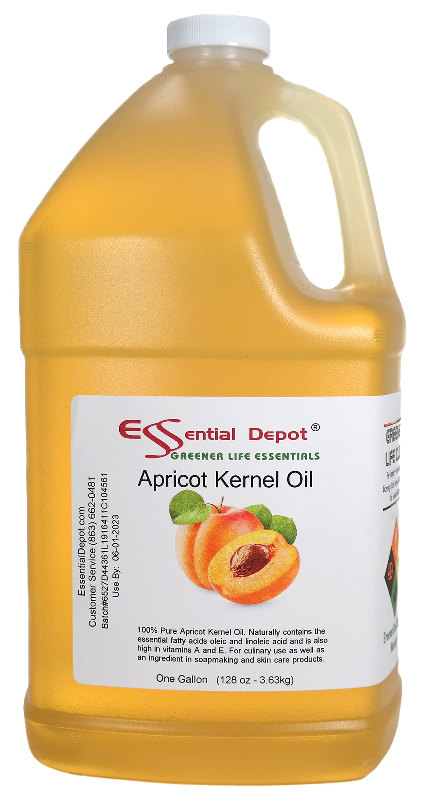 Apricot Kernel Oil - 1 Gallon 128 oz - Food Grade - Safety Sealed HDPE Container with Resealable Cap - 100% Pure and Natural for Hair Skin Massage and Cooking product thumbnail 3