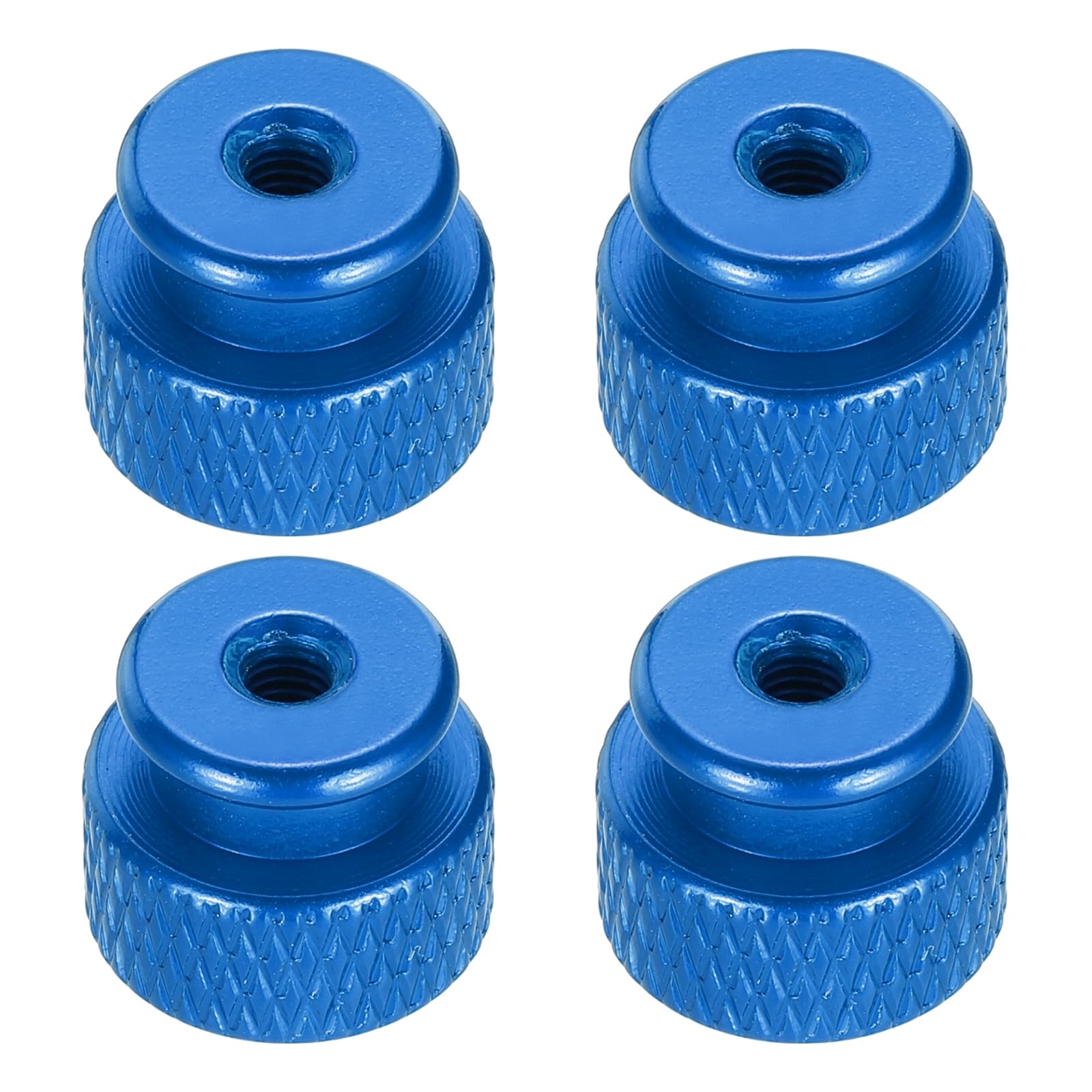 sourcing map 4pcs Knurled Thumb Nut, M3 12mm OD 10mm Height 6061 Anodized Aluminium Alloy Hand Screw Nut, Metal Chassis Screw for Machinery, DIY Assembly, Electronics, Gem Blue