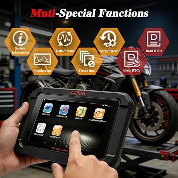 Motorcycle Scanner with Oscilloscope, Professional Motorcycle OBD2 Diagnostic Scan Tool for Harley BMW Ducati KTM Honda Yamaha Kawasaki Suzuki etc. Ignition Coil Waveform Test, 7'' Tablet, Full System
