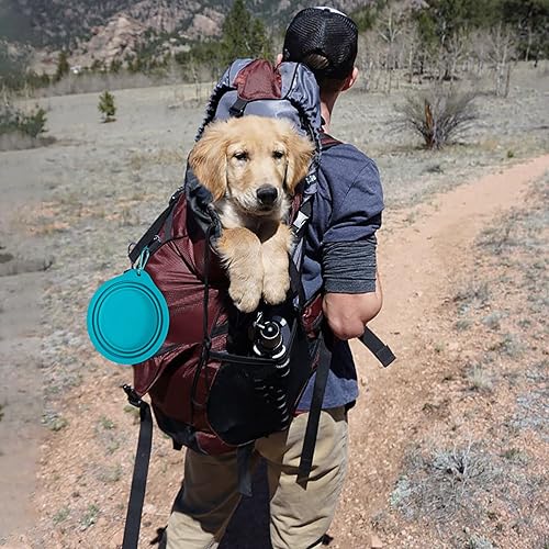 Miniatura 7 de SLSON Juego de 2 cuencos plegables para perros, cuencos de viaje integrados sin borde de plástico, cuencos de alimentación para mascotas para