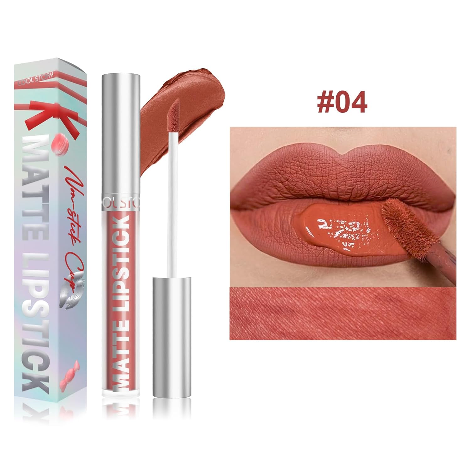 COOL STORY Matte Lip Stain Tint Highly Pigmented Color Long-Lasting Waterproof (04) - Image 7
