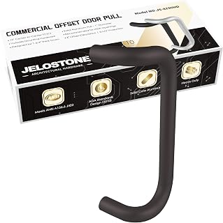 Aluminum 90-Degree Offset Solid Door Pull (Dark Bronze), 1" Diameter x 10" Center-to-Center, Through Bolt Mounting for 1-3/4" Door, Powder Coated, JS-8190HD