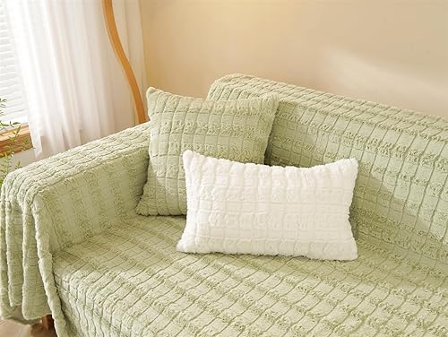 Miniatura 2 de Insun Fundas de felpa suave y gruesa para sofá, fundas lavables de piel sintética de una pieza, fundas protectoras para sofá de invierno con conejo,