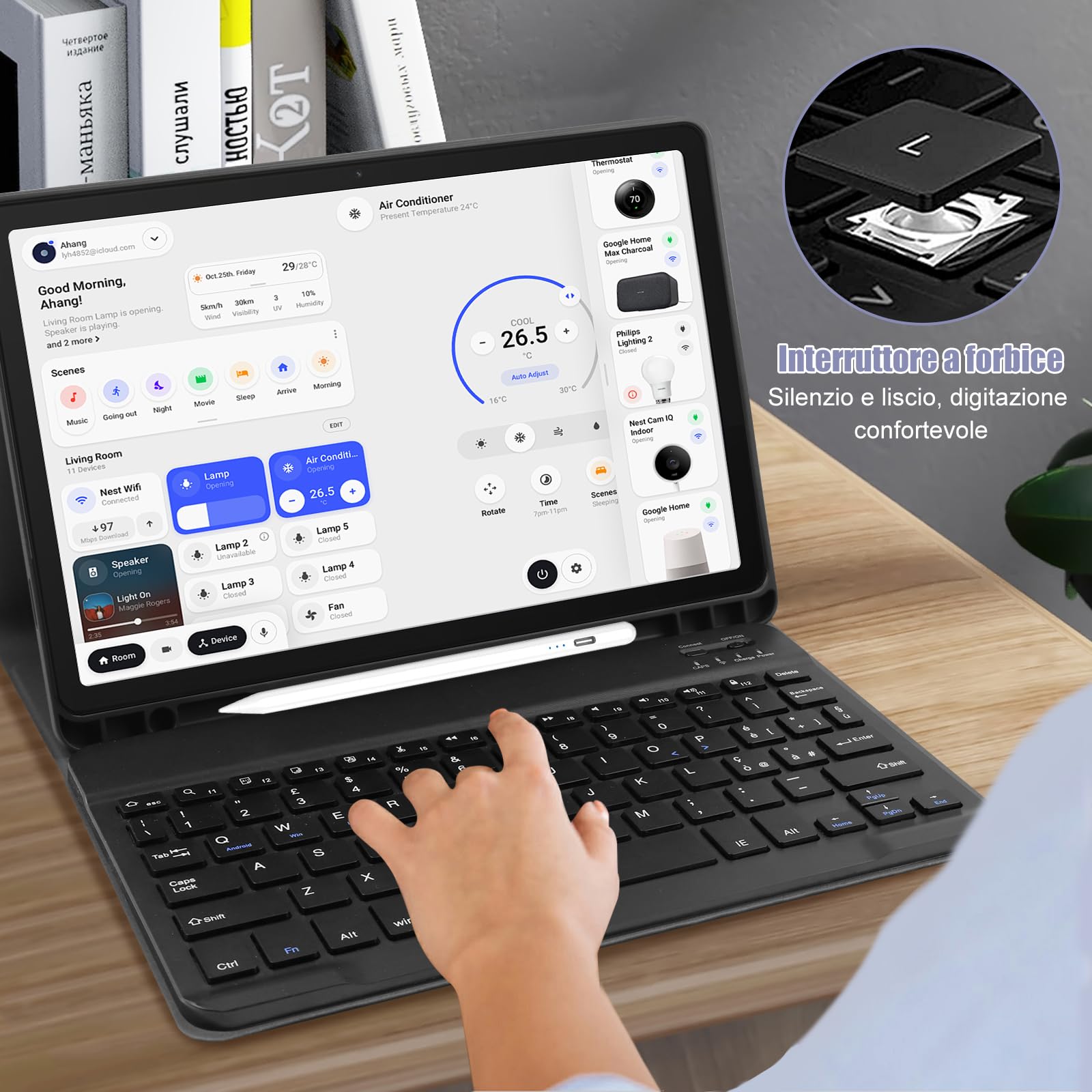 TENGWUDZ Custodia con Tastiera per Samsung Galaxy Tab А9+ 2023, Italiano Tastiera per Samsung Galaxy Tab A9+ /A9 Plus 11 Pollici 2023 (SM-X210/X216/X218) (Black)