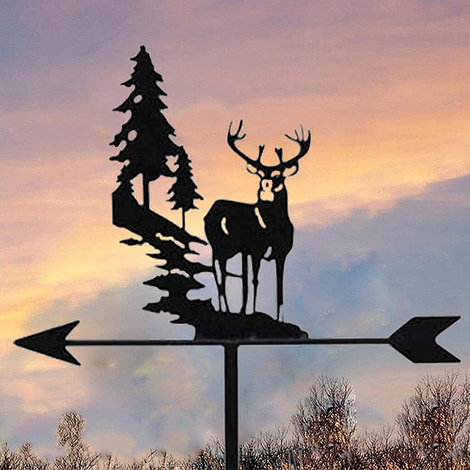 Girouette Décorative En Métal Avec Cerf - Indicateur De Direction Du Vent Pour Toit Ou Jardin - En Acier Inoxydable