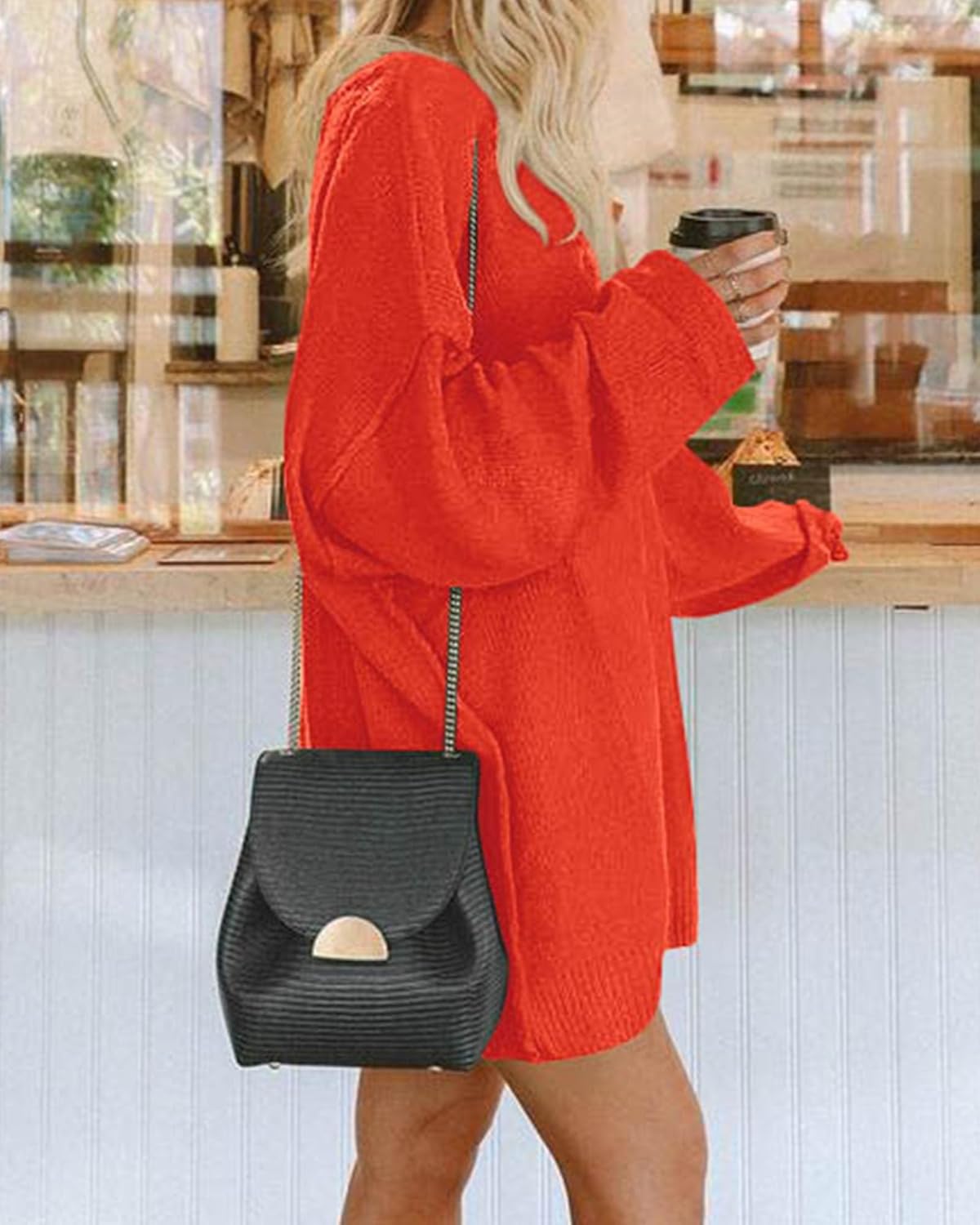 BTFBM 2025 Womens Sweaters Casual Crewneck Long Sleeve Oversized Sweater Dress Fall Winter Loose Slouchy Soft Pullover - Image 5