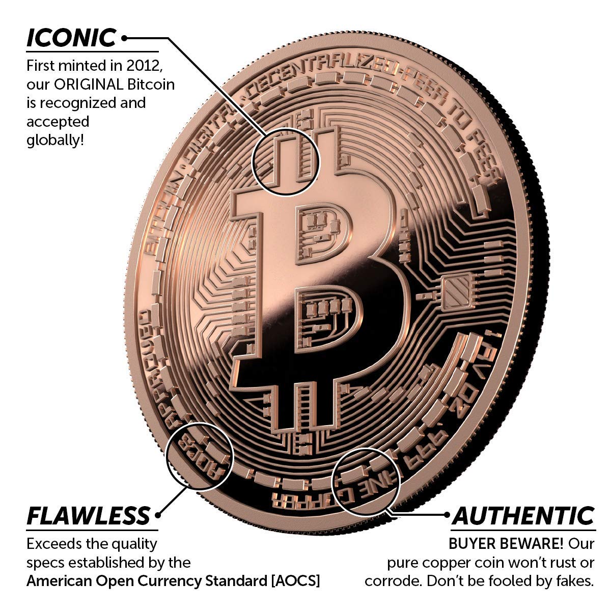 Amazon.com: Bitcoin Cold Storage Wallet Moneda Bitcoin de cobre puro 999 de  1 onza, cartera de hardware de criptomoneda para almacenar de forma segura  criptomonedas sin conexión, dispositivo de almacenamiento no hackable