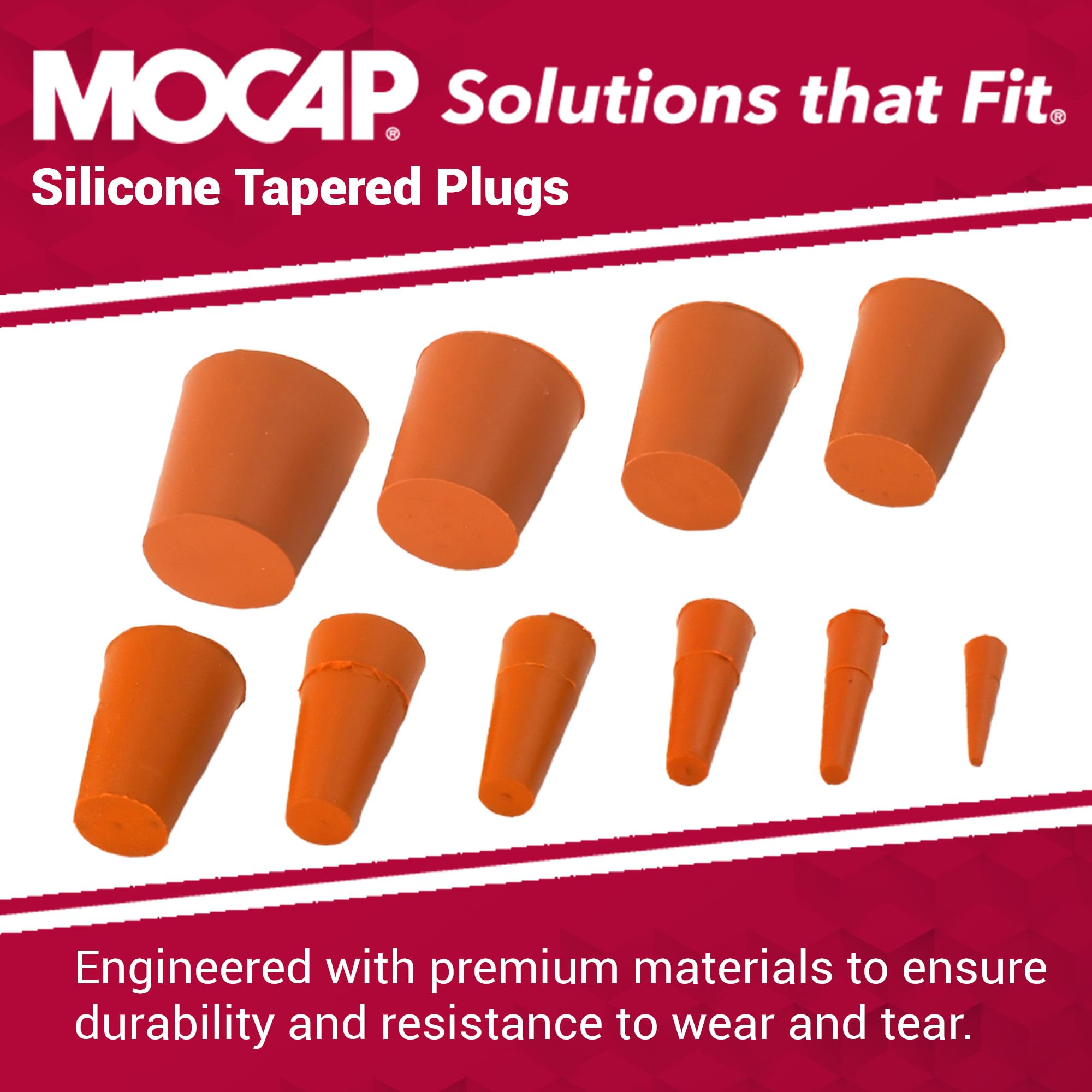 Silicone Tapered Plugs - Orange Silicone Tapered Plug 0.827-1.063