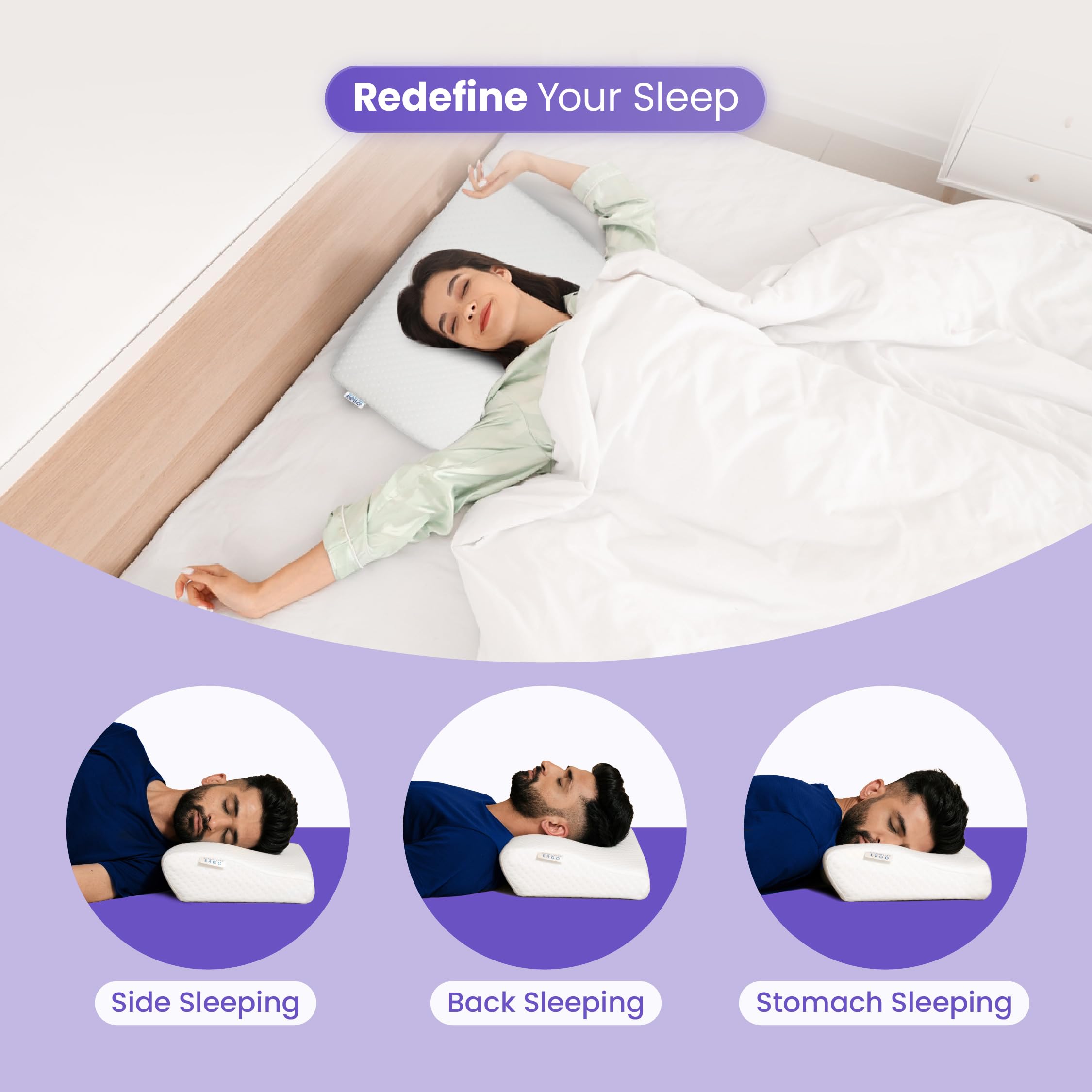 UltraCare PRO Ergo Contour Cervical Neck Pillow | Advanced U-Shaped Contour | Designed by Orthopadeics | Memory Foam | Improves Sleep & Posture | Neck, Cervical & Shoulder Pain Relief Cushion 3