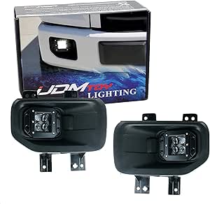 iJDMTOY 4D Projector Lens LED Fog/Driving Lamp Kit Compatible With Ford 2015-20 F150, 2017-2020 F250 F350 Super Duty, Includes (2) LED Pod Lights, Pair of 9145 Pigtail Wires &amp; Hinge Brackets