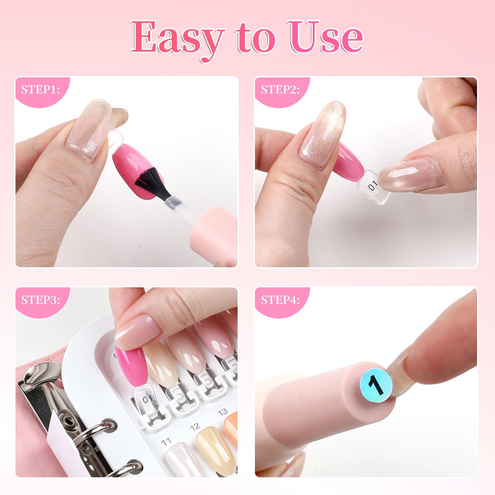 Nail Polish Color Swatch Book with Replacement Tips and Number Labels