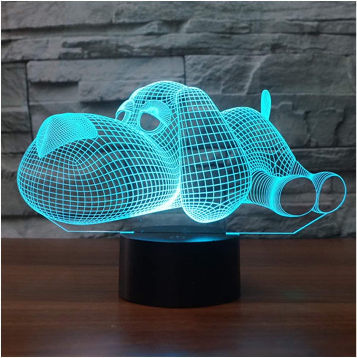 3D LED Illusion Lamp Night Light, EASEHOME Optical Bedside Table Night Lights Illuminating Kids Lamp 7 Colour Changing Touch Button 1.5M USB Cable Decoration Desk Lamps, Dog