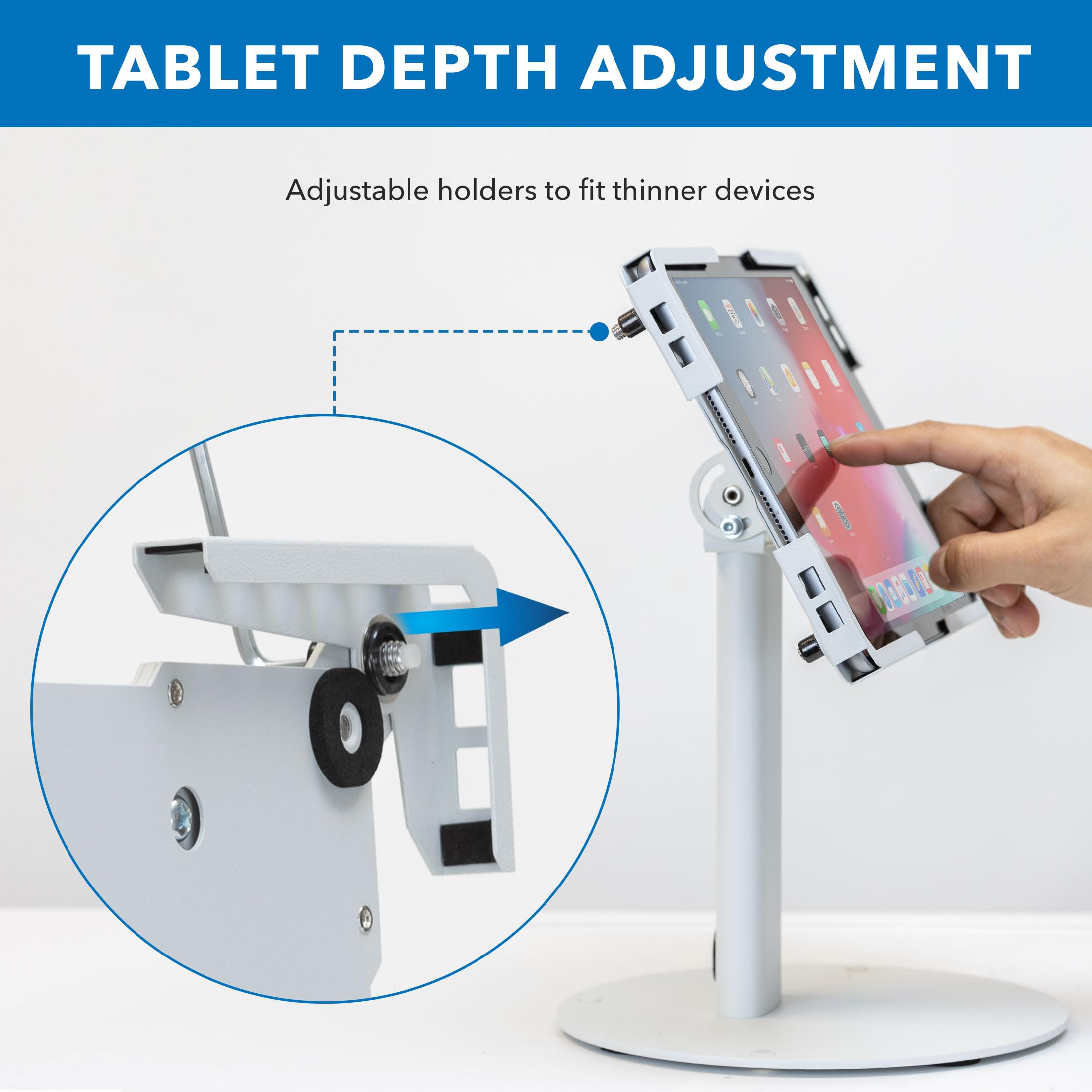 Mount-It! Soporte universal para tablet con inclinación, antirrobo, soporte para iPad POS, se adapta a tabletas de pantalla de 9.7 a 13 pulgadas, rotación de 90° para visualización vertical y