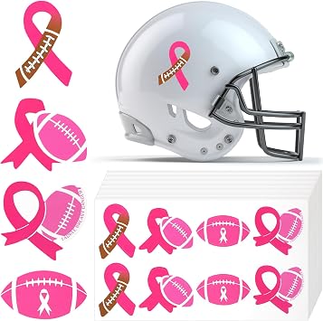 AmazingSpark 200 Pcs Pink Ribbon Football Stickers for Helmets,Classic