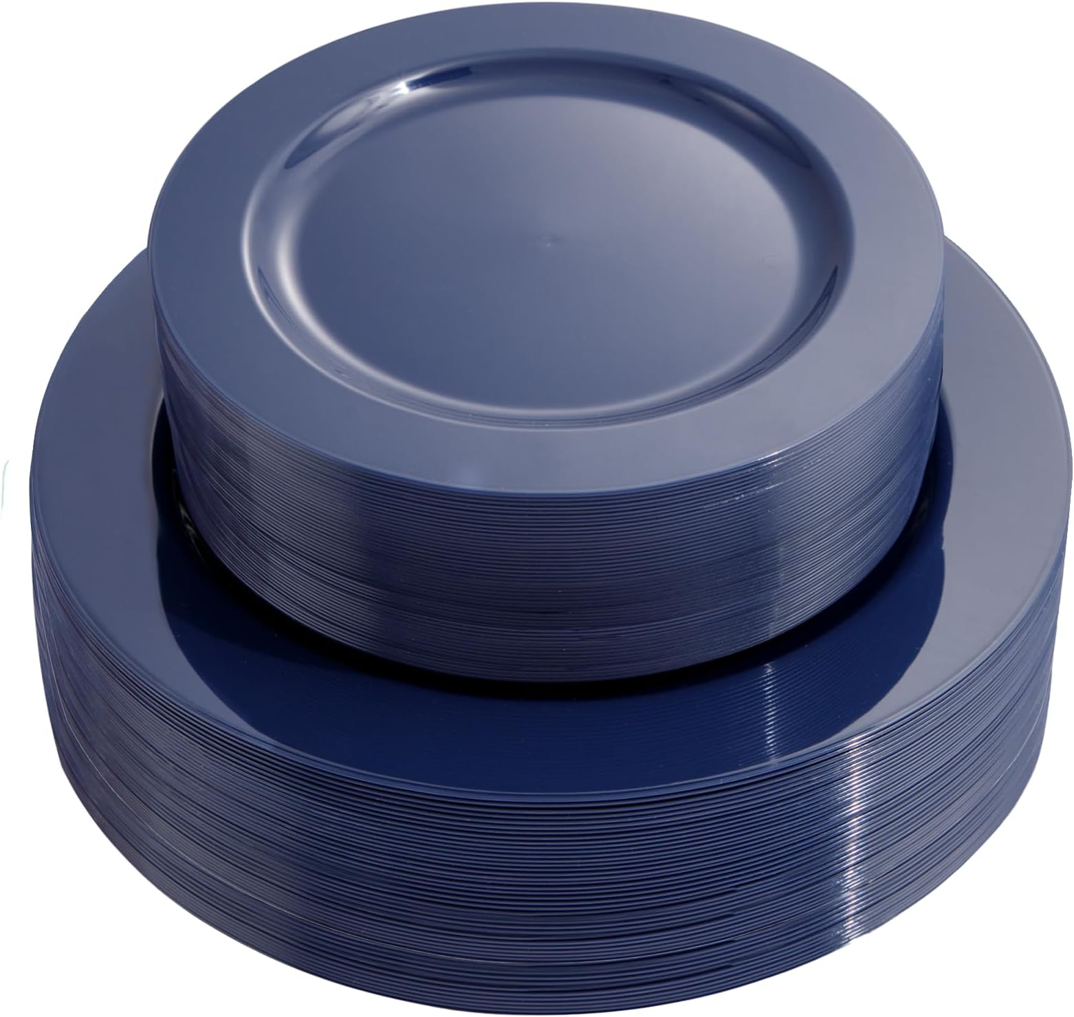 100PCS Blue Plastic Plates - Heavy Duty Blue Disposable Plates for Possover Party/Wedding/Hanukkah - Include 50PCS 10.25inch Dinner and 50PCS 7.5inch Dessert/Salad Plates for 50 Guests