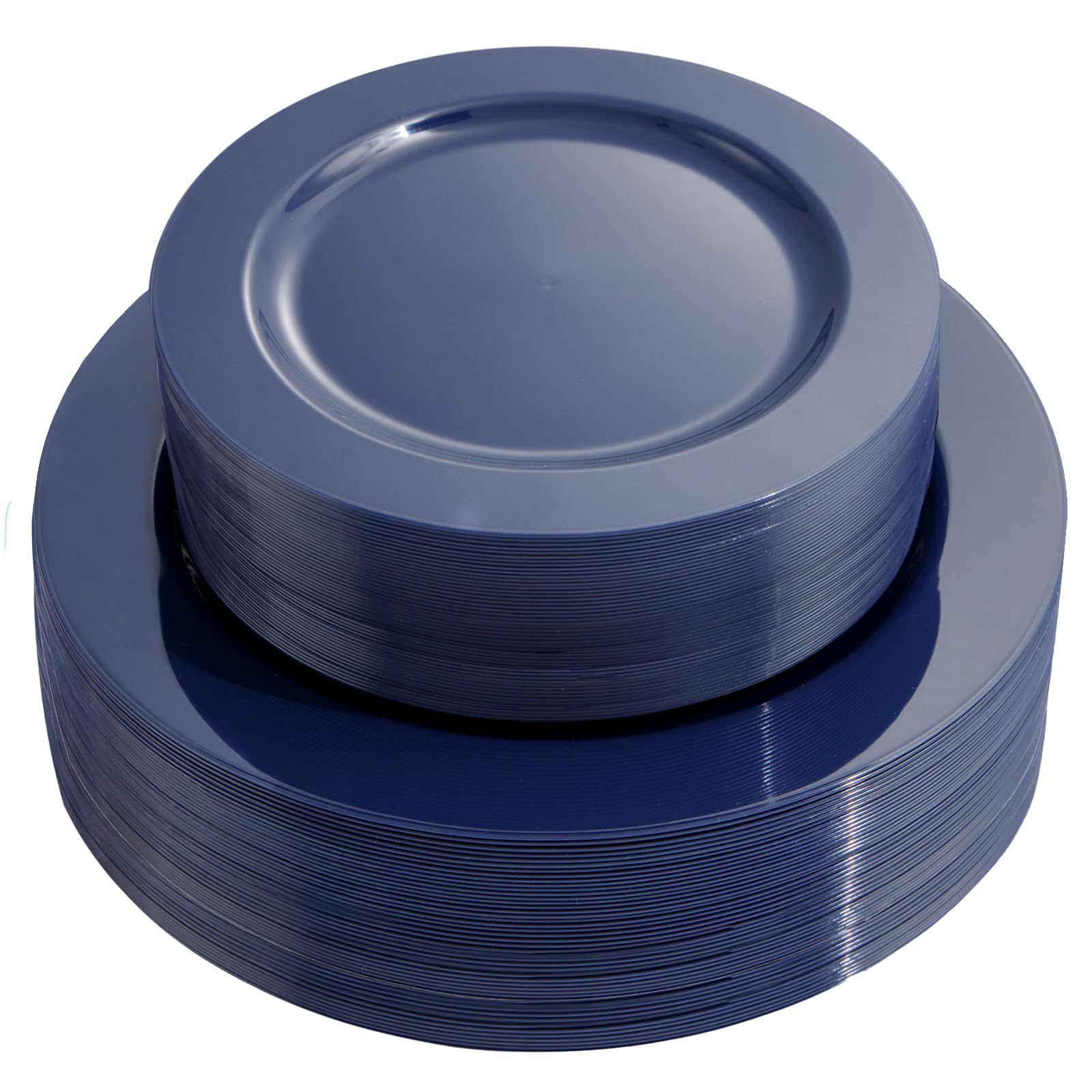 100PCS Blue Plastic Plates - Heavy Duty Blue Disposable Plates for Possover Party/Wedding/Hanukkah - Include 50PCS 10.25inch Dinner and 50PCS 7.5inch Dessert/Salad Plates for 50 Guests