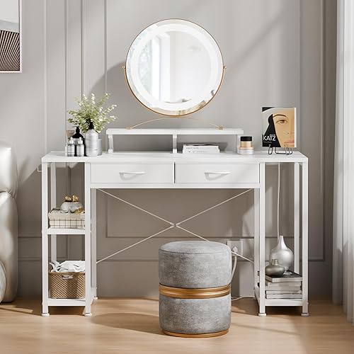 Miniatura 8 de GIKPAL Escritorio para computadora con cajones, escritorio de oficina en casa de 47 pulgadas con almacenamiento y estantes, escritorio de dormitorio