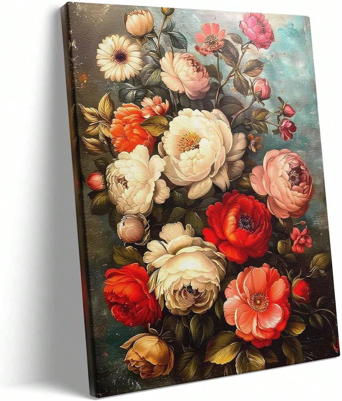 SPXLUCAW 1pc Canvas Wall Art, Bouquet Of Roses And Peonies Picture Print Theme, for Home Office Decor(60x90cm/No frame)
