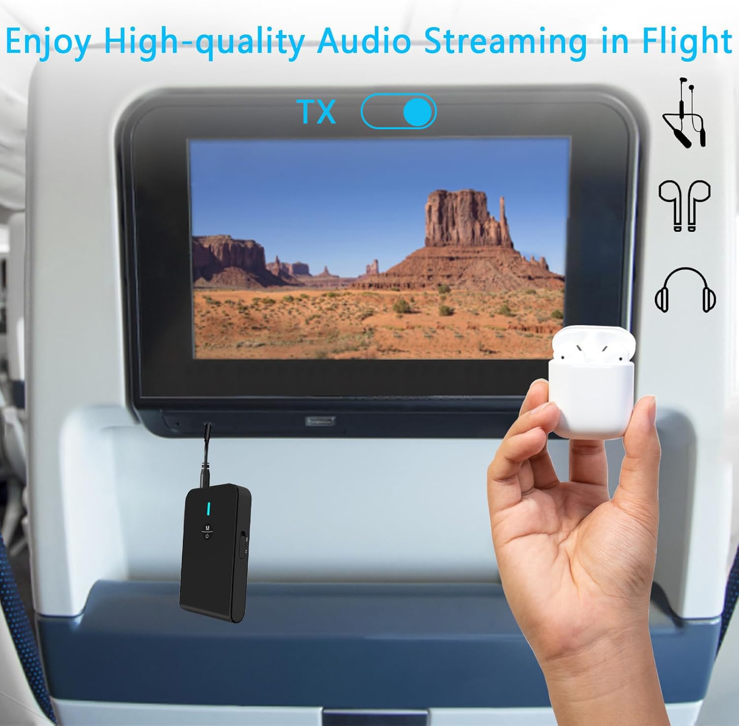 VERSAINSECT h 5.0 Transmitter Receiver for TV and Wireless Headphones, 2-in-1 Bluetooth Adapter, Wireless Transmitter for TV, PC, MP3, Gym, Airplane Use with Any 3,5 mm Audio Jack…, BT-6
