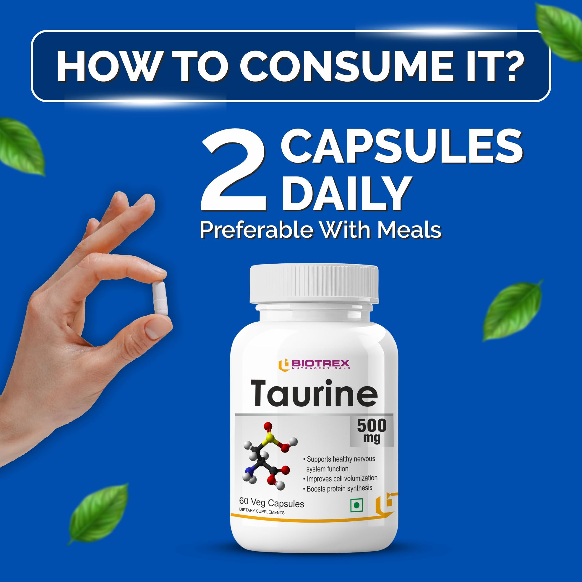 Biotrex Nutraceuticals Taurine 500mg - 60 Veg Capsules 4