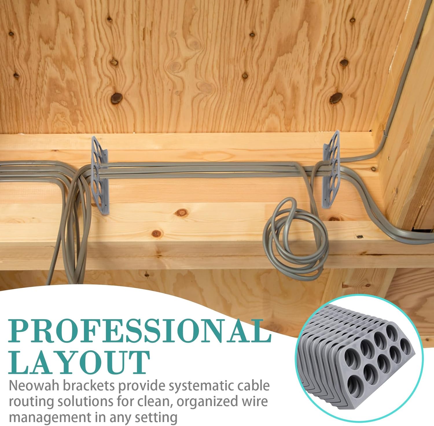 50 Pack Cable Chase-Wire Bracket, Cable Support Wire Bracket Holder for NMB Electrical Cord Organized Management, 9-Hole 1-Inch Diameter