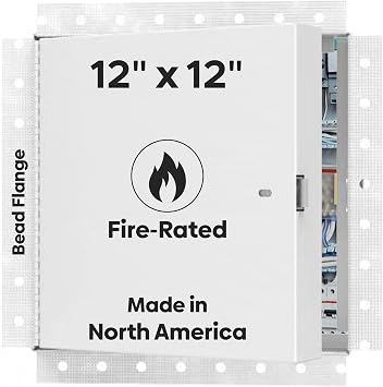Best 12 x 12 Fire-Rated Insulated Metal Access Panel with Bead Flange, 20-Gauge Galvanneal Steel, 2 Mineral Wool Insulated Access Door for Fire-Rated Walls/Ceilings, LEED Compliant,BA-PFI-Gyp