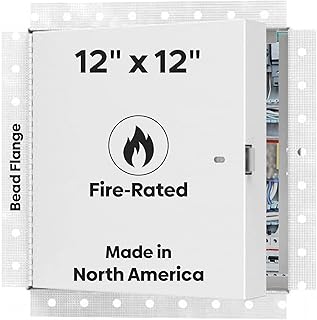 Best 12” x 12” Fire-Rated Insulated Metal Access Panel with Bead Flange, 20-Gauge Galvanneal Steel, 2” Mineral Wool Insulated Access Door for Fire-Rated Walls/Ceilings, LEED Compliant,BA-PFI-Gyp