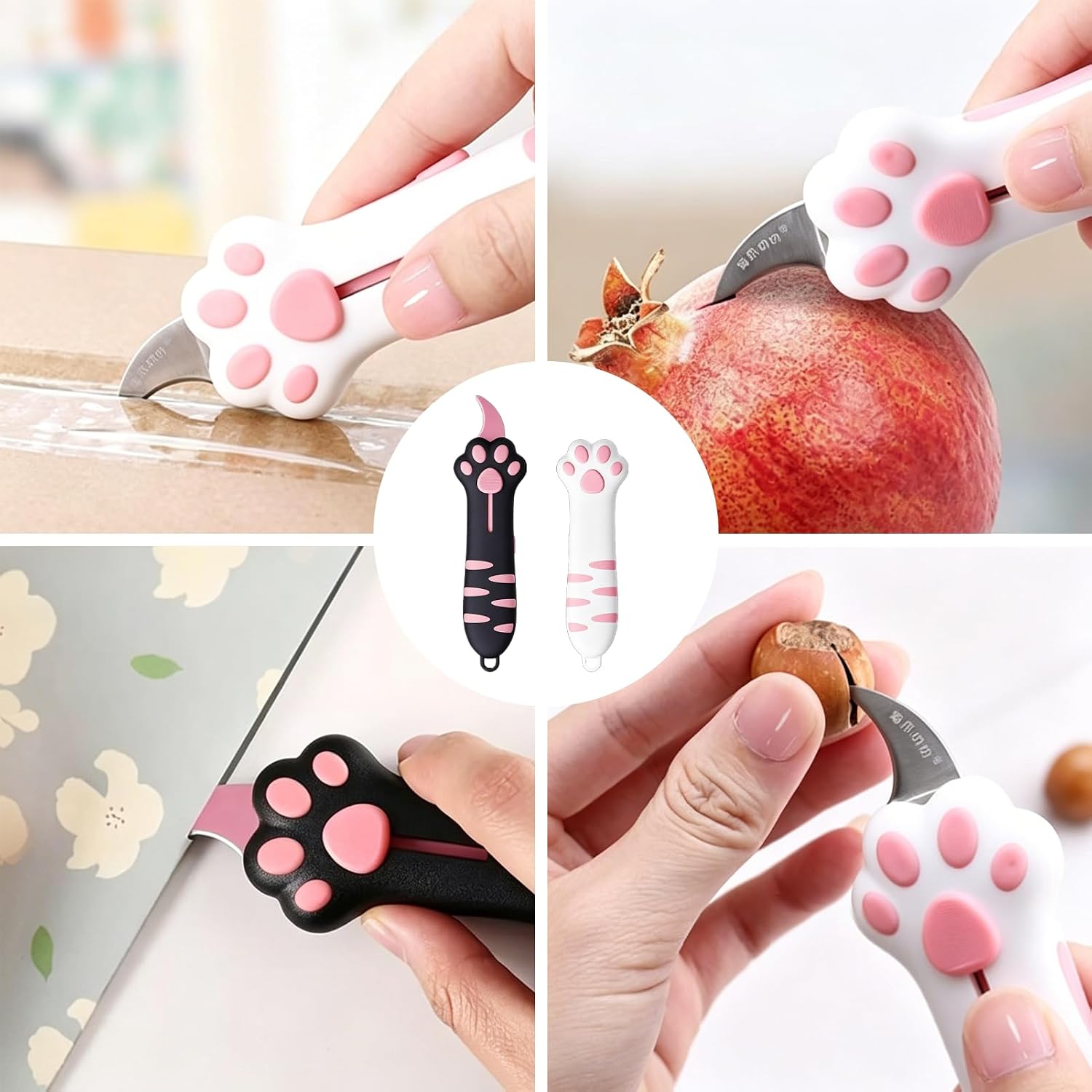 2Pcs Cat Claw Box Cutter.Cat Paw Box Cutter,Fast Cardboard Opener with Cover, Ergonomic Anti-Slip Handle, Multi-Purpose Box Opener for Packages, Shipping Boxes, & Tape Cutting