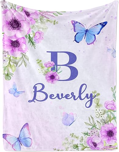 Miniatura 10 de Mantas personalizadas para niños, manta personalizada con nombre, manta de arcoíris púrpura súper suave para niños, regalos personalizados de