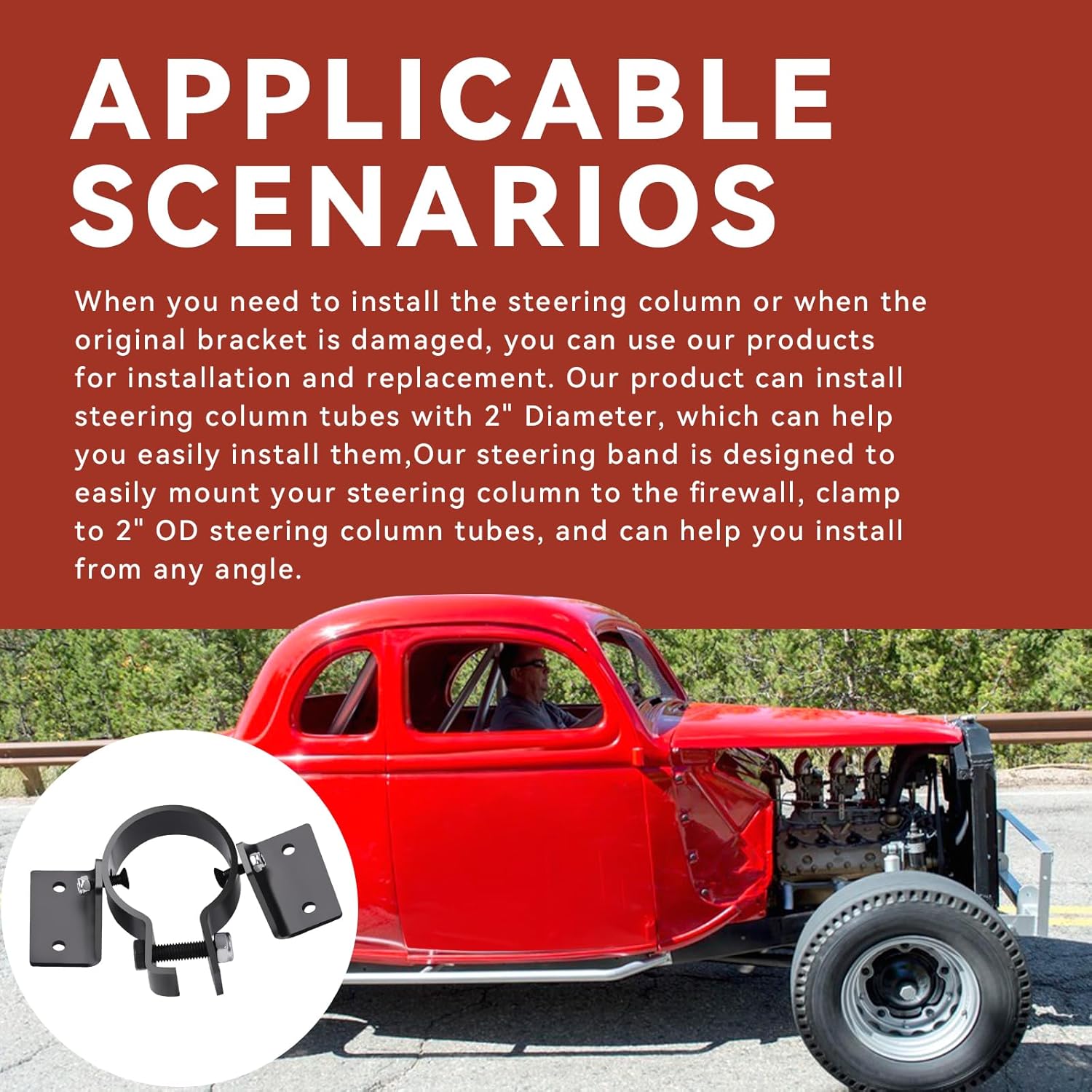 S83022A 2'' Lower Steering Column Mount Compatible with 2'' Diameter Steering Columns (2" Hole Diameter)