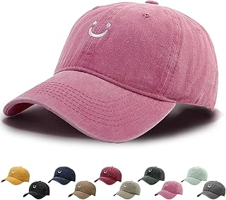 Gorra de béisbol unisex con cara sonriente, retro, de algodón, con aspecto desgastado, adecuada para deportes al aire libre, para hombres y mujeres
