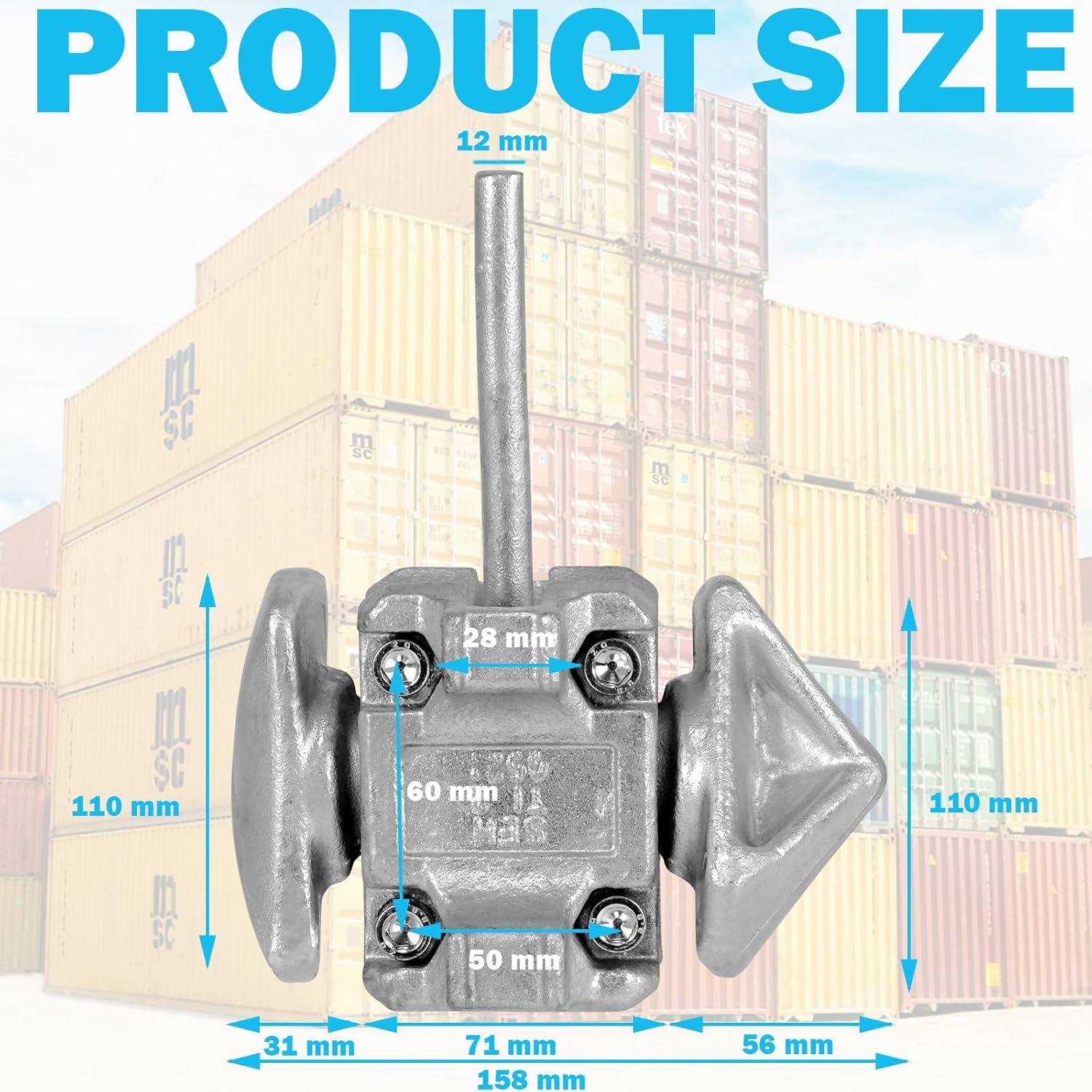 2 Pack Shipping Container Connection Locks, Standard Shipping Container Manual Lock Left Right Hand Locking Casting Steel, No Lever Required