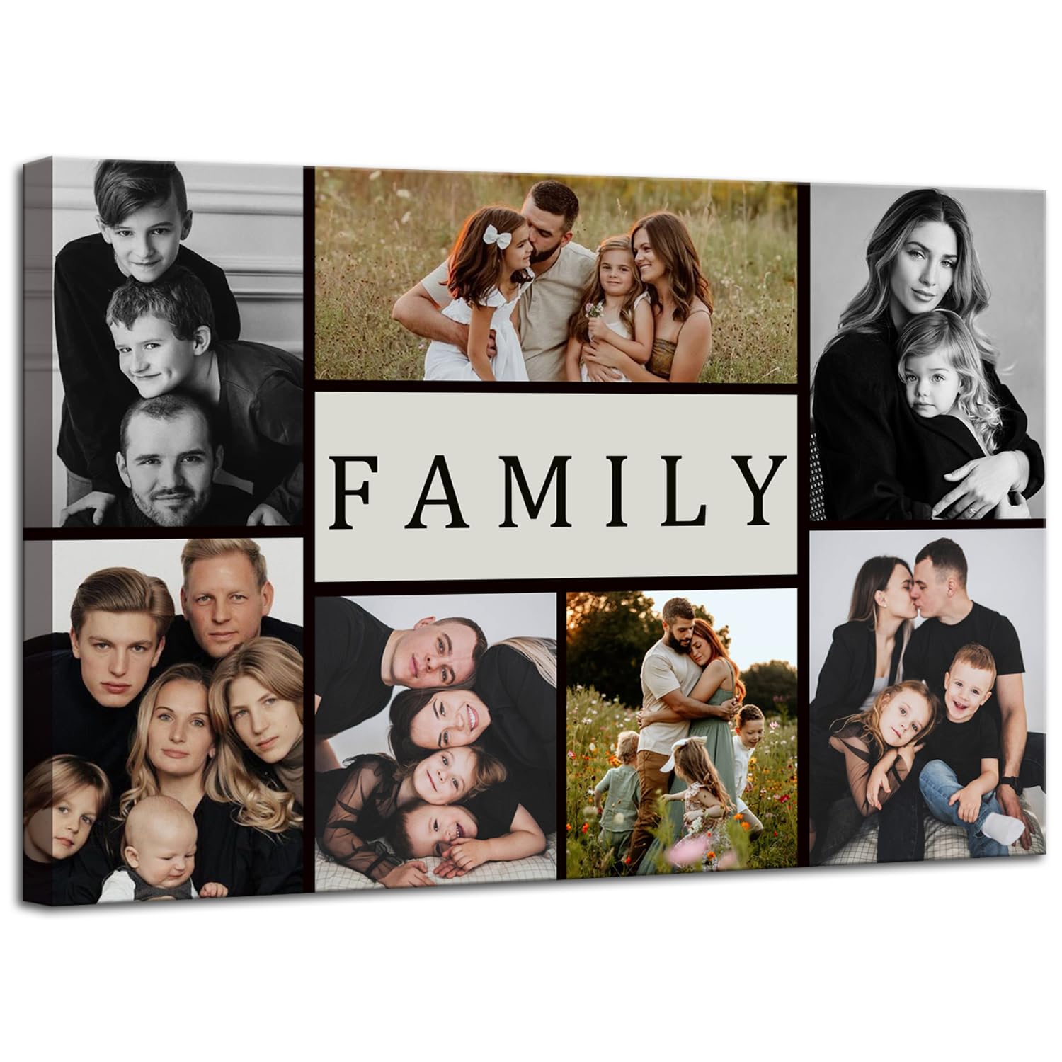 ZHIYYHAO Collage 7 Photo Canvas Prints Custom Multi Personalized Picture Collage with Your Photos for Family Wedding Friends Anniversary (CF-9, 18.00L X12.00W'')