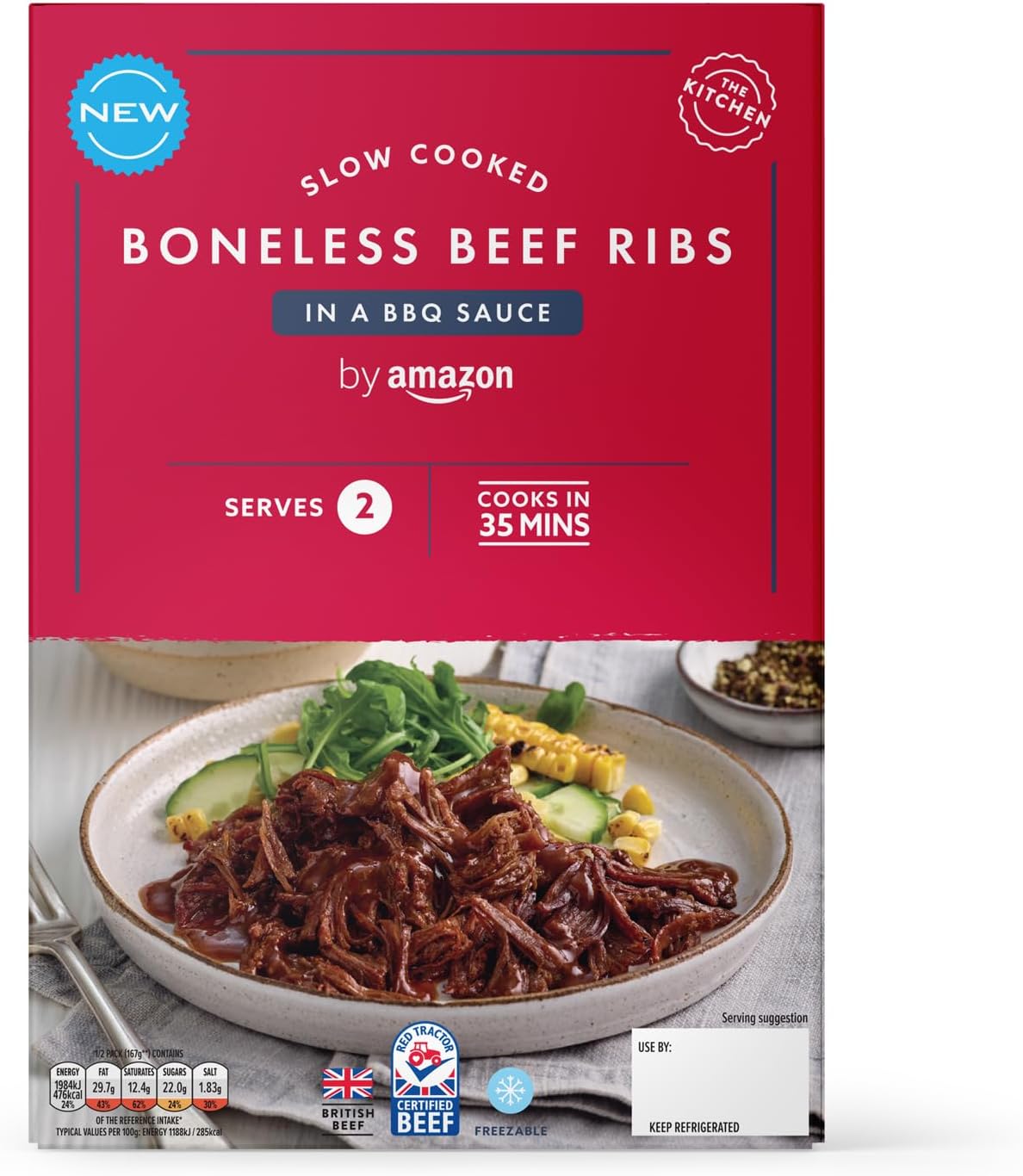 by Amazon Boneless Beef Ribs In BBQ Sauce, 370g
