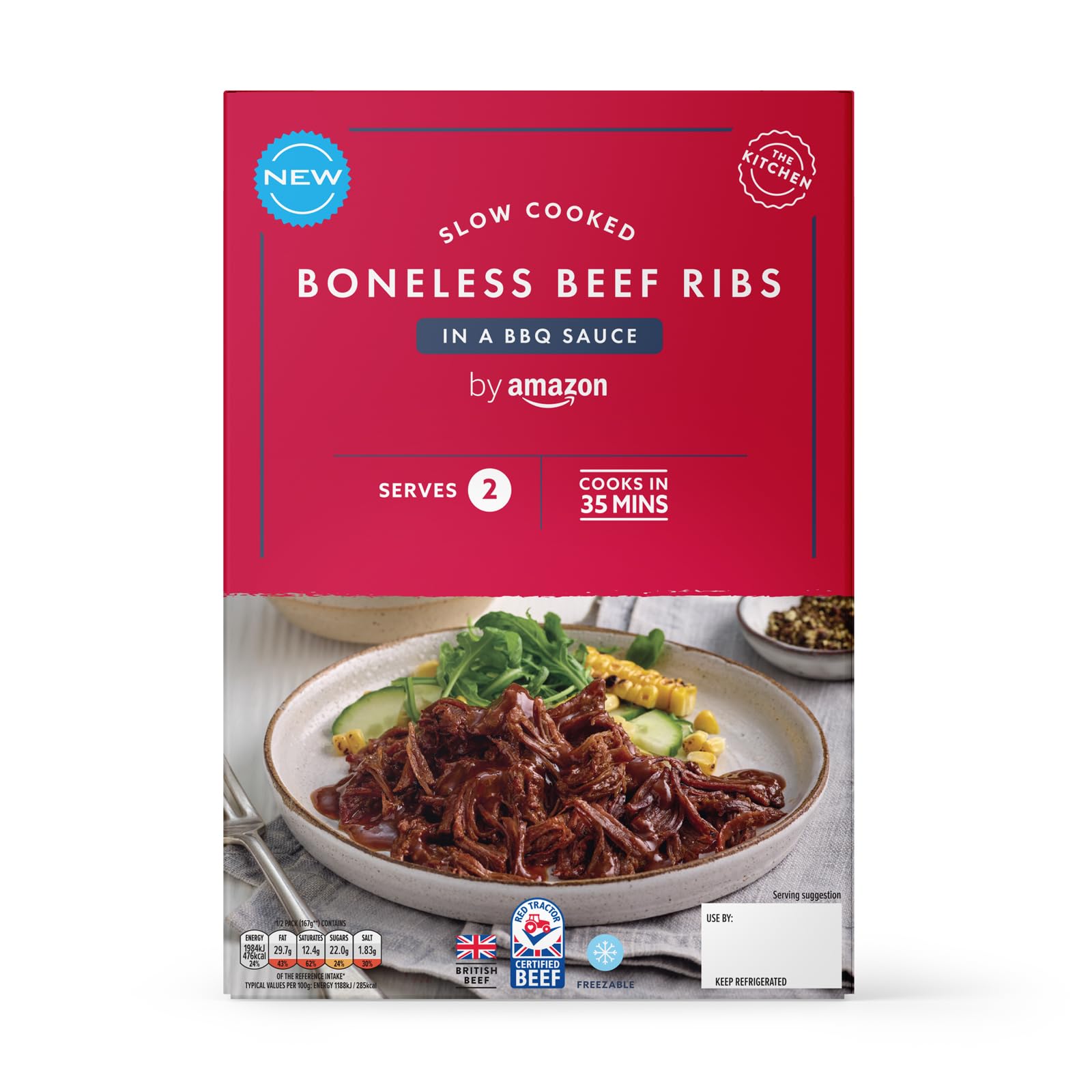 by Amazon Boneless Beef Ribs In BBQ Sauce, 370g