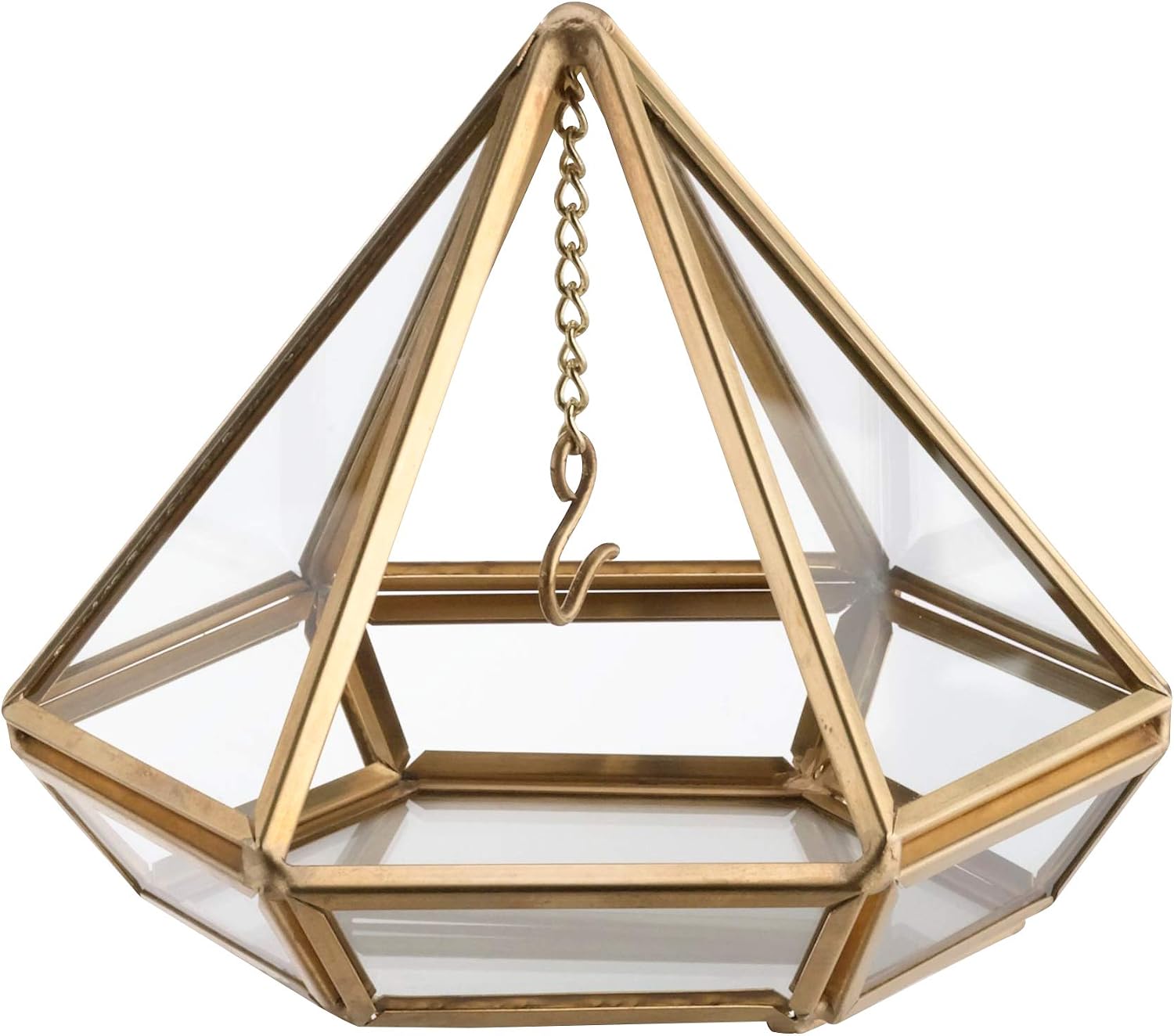 Lillian Rose Gold Geometric Prism Glass Pillow Alternative Ring Box Accents, 3.75x4.25x4.5
