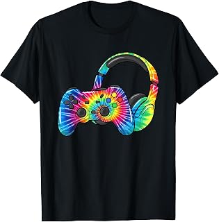 Tie Dye Gaming Headset Controller Video Games Gamer T-Shirt