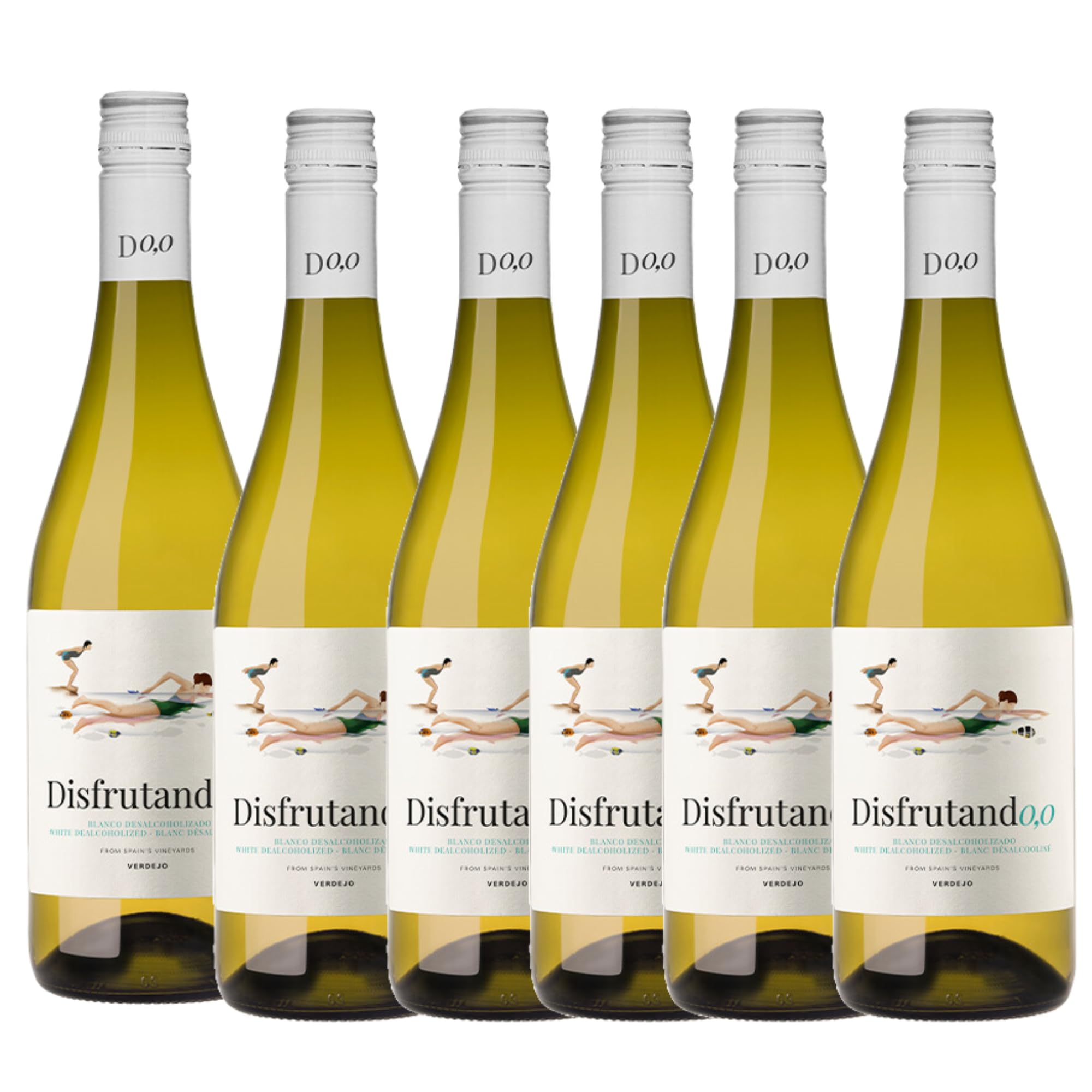 Disfrutando 0,0 Blanco Verdejo Sin Alcohol | Sabor Fresco y Agradable para Momentos Especiales y Celebraciones| Pack 6 Botellas de 75cl