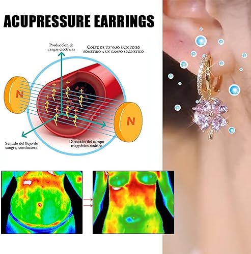 Miniatura 3 de 2 pares de aretes de aro de actividad linfática, aretes de drenaje linfático, aretes de germanio de magnetoterapia, aretes de aro grandes con