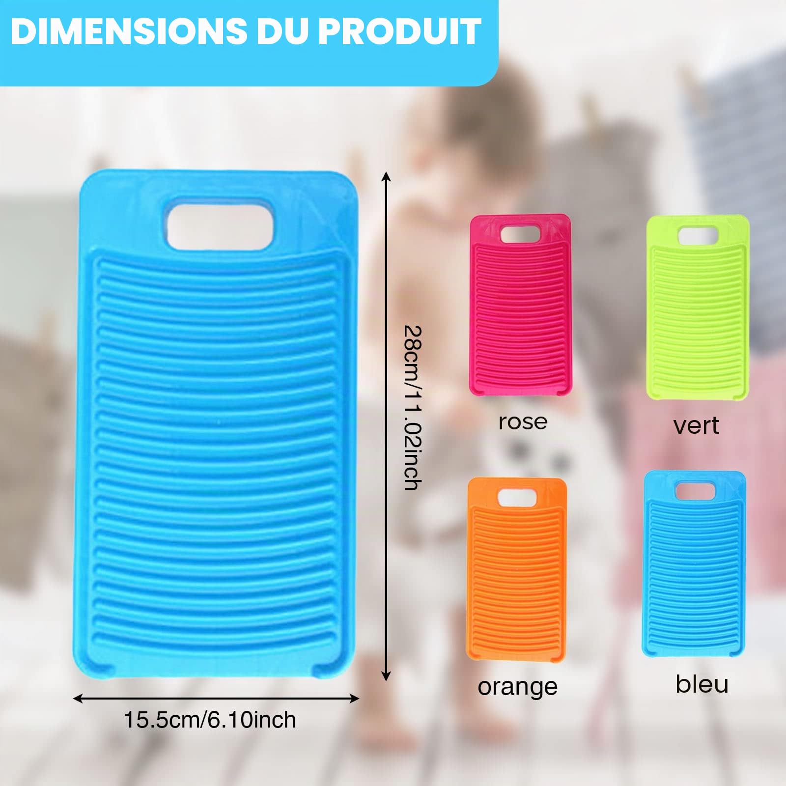 MZD Mini planche à laver en plastique pour chemises d'enfants Vert citron