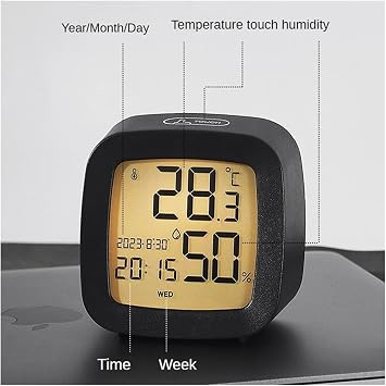Alarm Clock Digital Alarm Clock Temperature Humidity Calendar Week Display With Backlight Electronic Desktop Clock 12/24H LED Alarm Clock(2205 white)