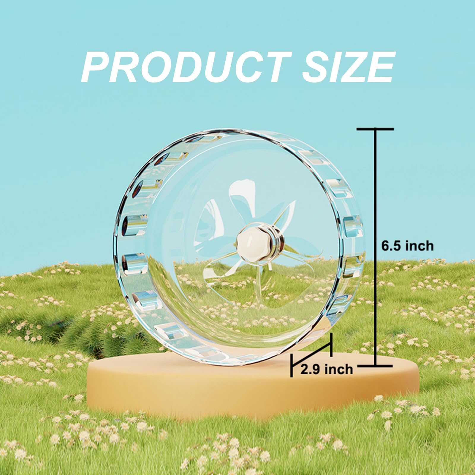 Hamster Wheel, Silent Running Exercise Wheel with Adjustable Stand for Hamster Guinea Pig Gerbil Hedgehog Small Animal Cage Accessories (Clear, 7.1inch) - image 2