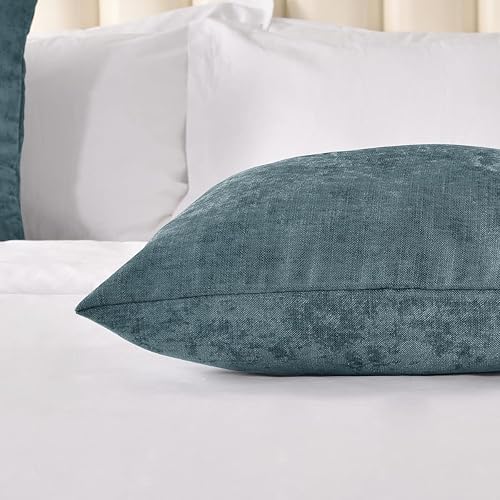 Miniatura 4 de AMBERIS 2 fundas de almohada (45 × 17.7 in) (sin relleno), color azul, chenilla suave que no se decolora, 2 fundas de almohada modernas (sin relleno)