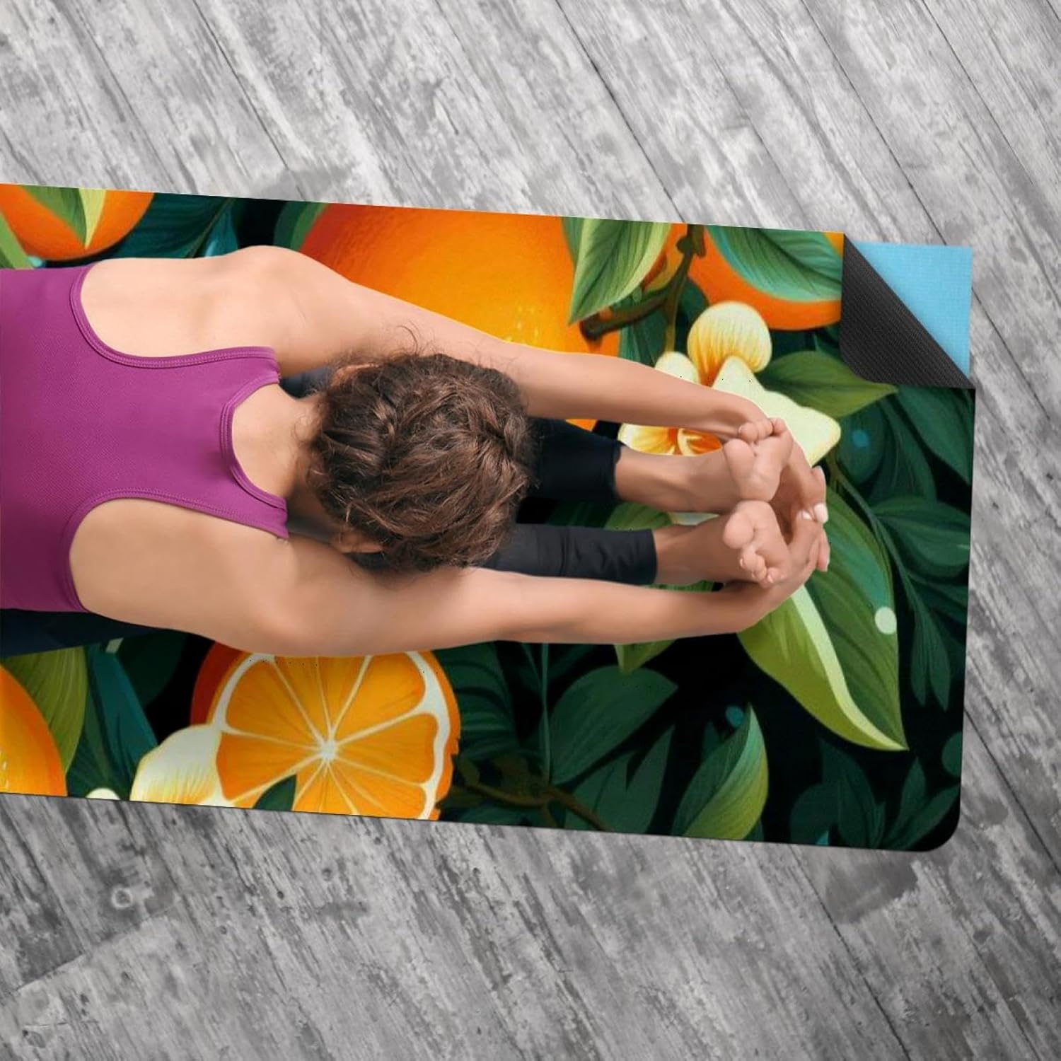 Yoga Towel, Orange Pattern Non Slip Sweat Absorbent Hot Yoga Mat Towel for Hot Yoga, Pilates and Fitness - 72.8" x 26.8"