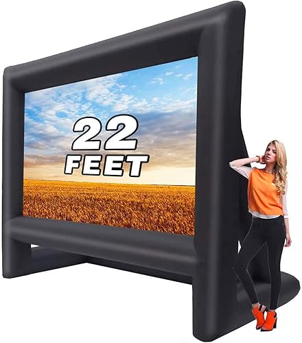 Pantalla de proyector de 22 pies  Pantallas inflables de cine para cine al aire libre e interior  Incluye cuerda, soplador, estacas de tienda de