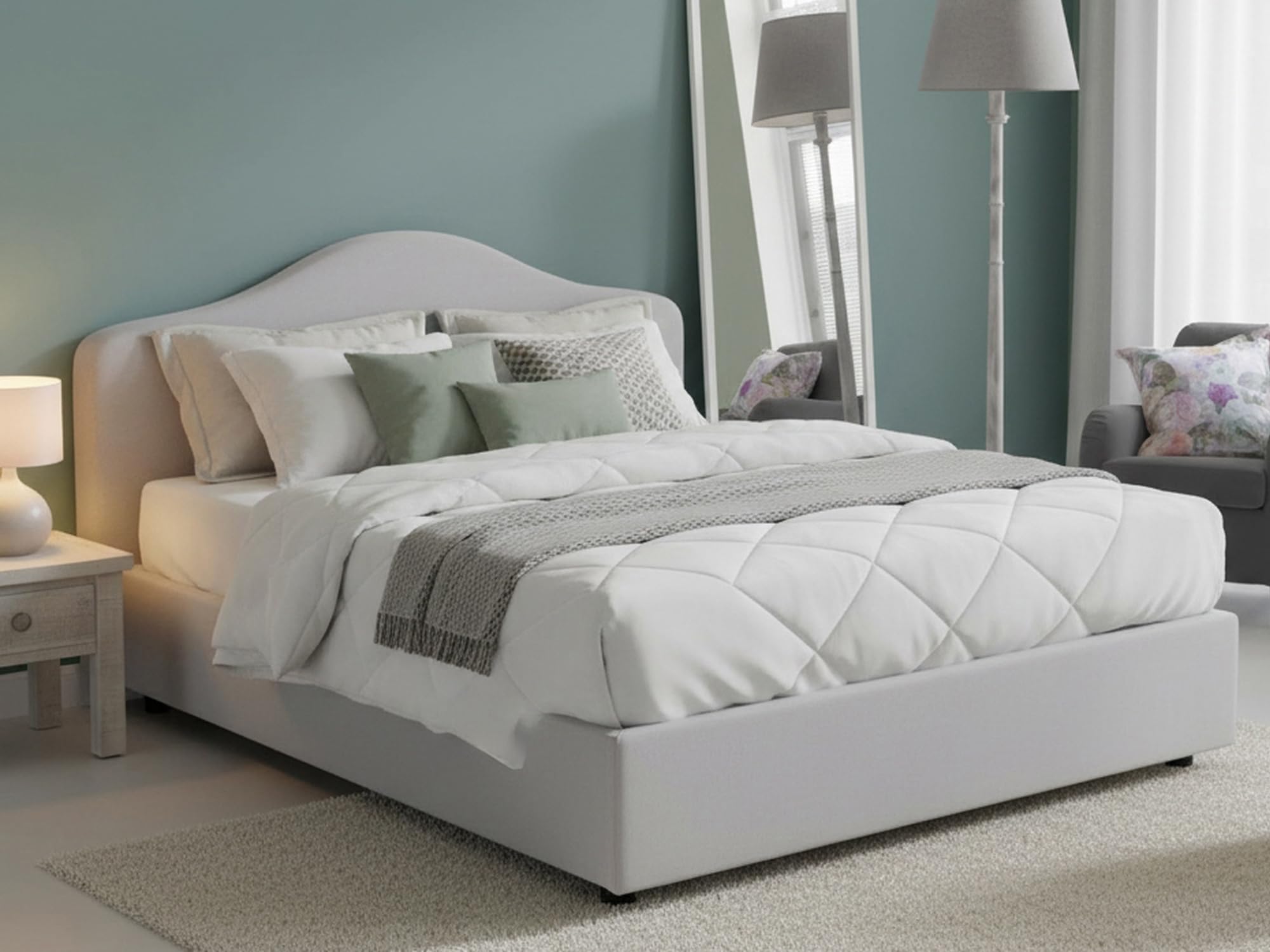 Talamo Italia - Letto matrimoniale Annunziata, Letto contenitore con rivestimento in tessuto, 100% Made in Italy, Apertura frontale, con materasso Cm 160x190 incluso, Grigio