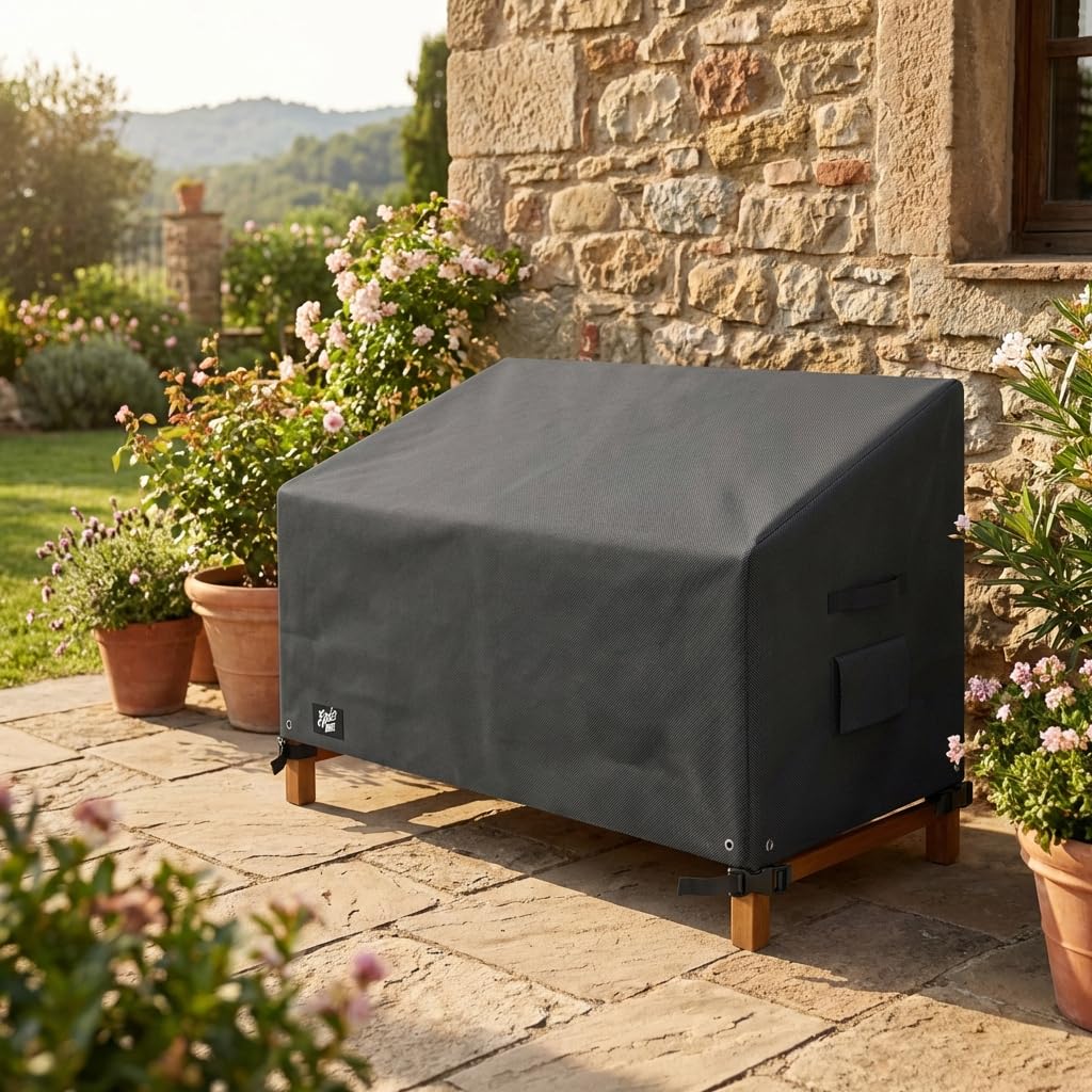 Funda para Banco de Jardín a medida, Cubierta Sofa jardin exterior Impermeable Anti UV Oxford 600D con Cremallera – Made in EU