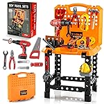 Kids Tool Bench with Electric Drill & Toddler Tool Set, 83 Pcs Toy Workbench for Toddlers 1-3, Transformable Kids Work Bench , Educational Toy Pretend Play Construction Play Kit for Boys&Girls 3-5